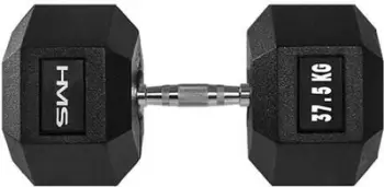 Hantel hekzagonal HMS HEX PRO, 37.5 kg, i zi