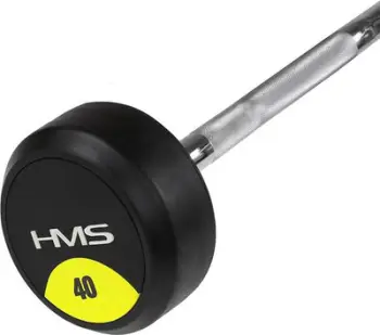 Shtangë fikse e lakuar HMS GSL-40, 40kg, e gomuar, e zezë