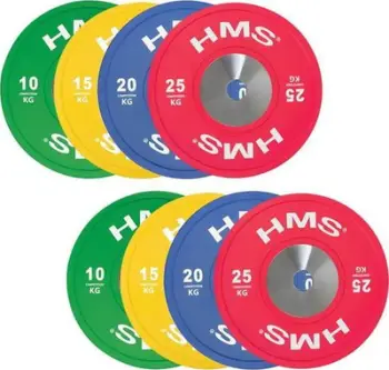 Set bumper olimpik HMS TBR Profi 140 kg, 8 disqe, i zi