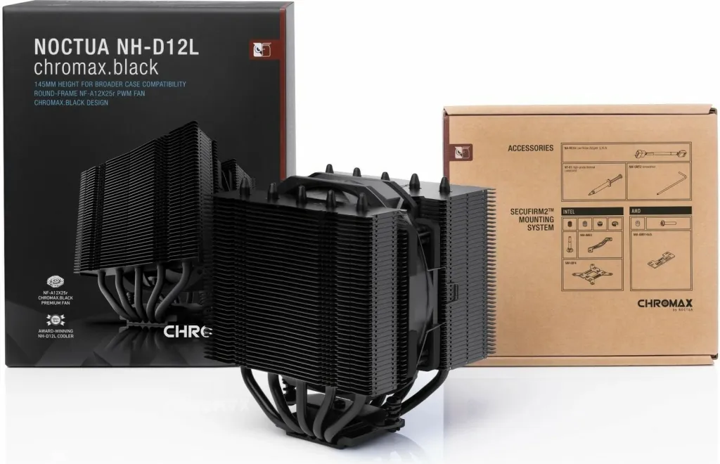 Ftohës CPU Noctua NH-D12L chromax.black, ajër, 120mm, i zi - 4