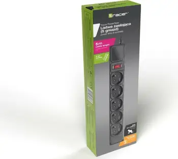 Lista mbrojtëse Tracer PowerGear TRALIS47138, 5 prize, kabllo 5 m, e zezë
