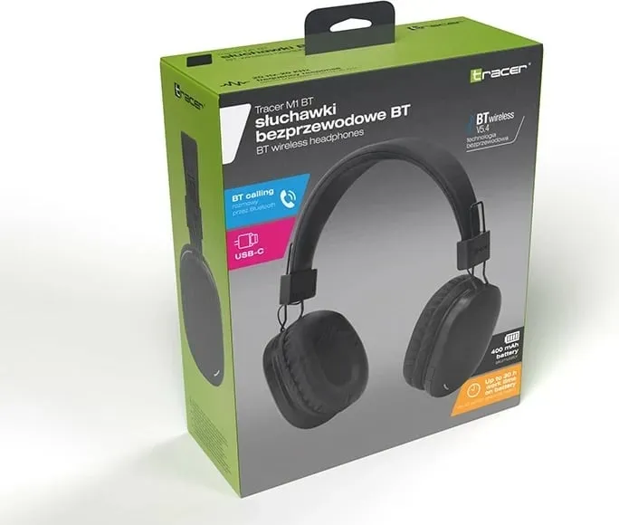 Kufje Tracer M1 BT, wireless, Bluetooth 5.4, mikrofon, 30h, USB-C, e zezë - 6