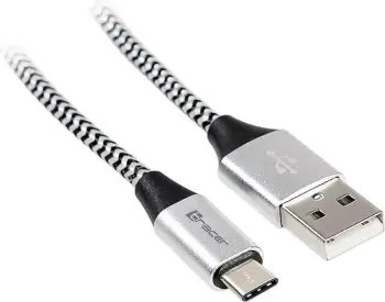 Kabllo Tracer USB-A - USB-C, 1m, e argjendtë