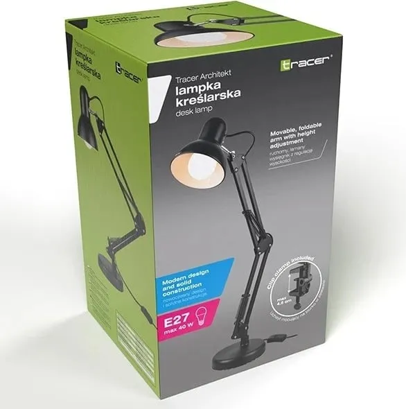 Lampë tavoline Tracer Architect 2 in 1, 2xE27, 40W, e zezë - 9