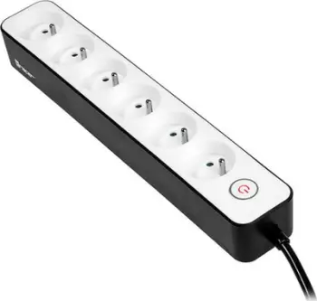 Kabllo vazhduese me mbrojtje Tracer Zebra / 6 priza/ 1.5m/ e zezë(TRALIS46259)