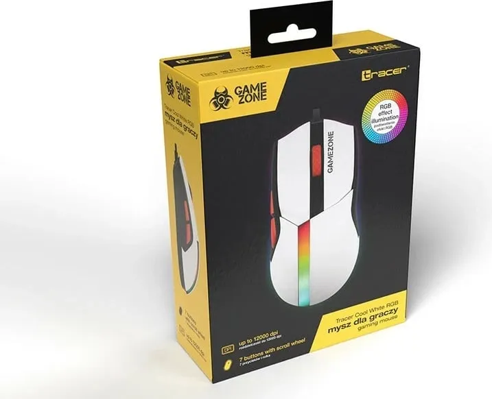 Maus Tracer GameZone COOL, RGB, 12 000 dpi, i bardhë - 5