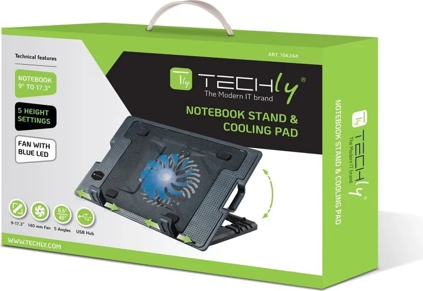 Pad ftohës Techly0 106244, 140mm, 17.3", USB - 2