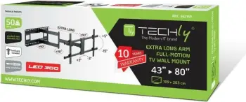 Mbajtëse muri për TV Techly, 43-80", e zezë