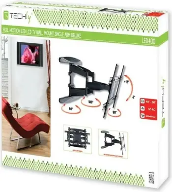 Mbajtëse muri për TV Techly Ultra Slim, 40-80", VESA 600x400, e zezë