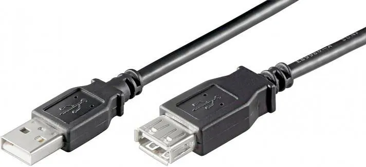 Kabllo Techly USB A - USB A 686221, 0.3m, e zezë - 1