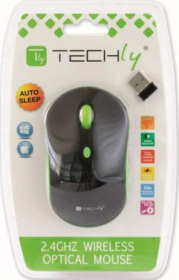 Maus Techly IM, wireless, USB, i zi dhe i verdhë - 3