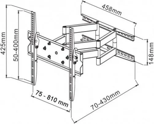 Mbajtëse për TV Techly 42-70", Full-Motion Dual Arm, ICA-PLB 147XL, e zezë - 3