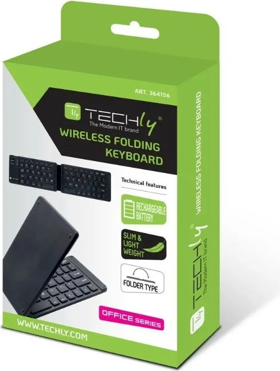 Tastierë Techly Foldable Wireless, Bluetooth 3.0, layout US QWERTY, e zezë - 12
