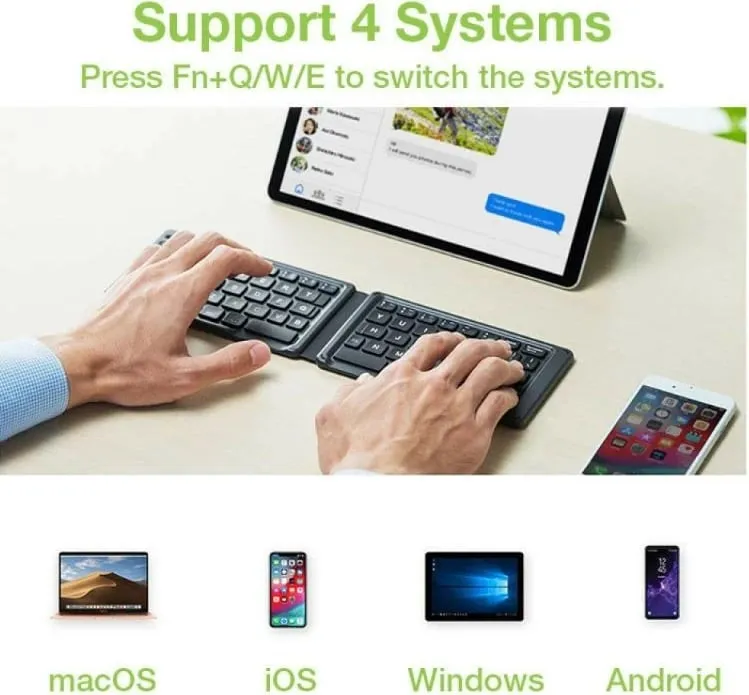 Tastierë Techly Foldable Wireless, Bluetooth 3.0, layout US QWERTY, e zezë - 5