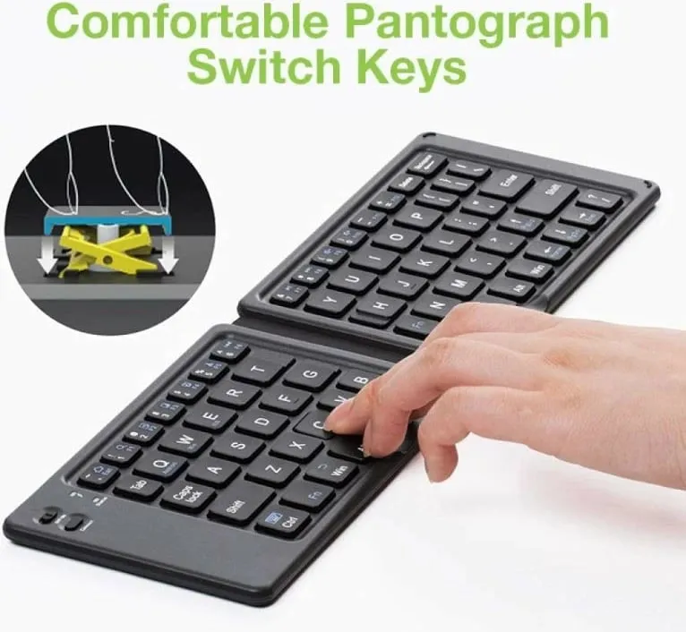 Tastierë Techly Foldable Wireless, Bluetooth 3.0, layout US QWERTY, e zezë - 7