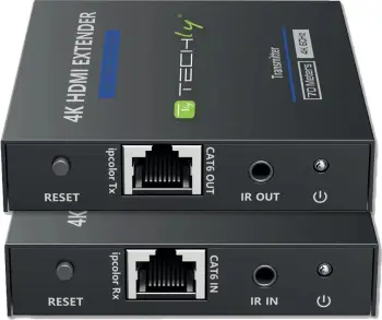 Zgjatës HDMI Techly 364187, përmes Cat6/6a/7, 4K 60Hz, Pa Vonesë, IR, deri në 70m, ngjyrë e zezë