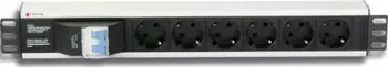 Kabllo vazhduese Techly, 19", 1.5U, 250V, 16A, 6x Schuko, 3m