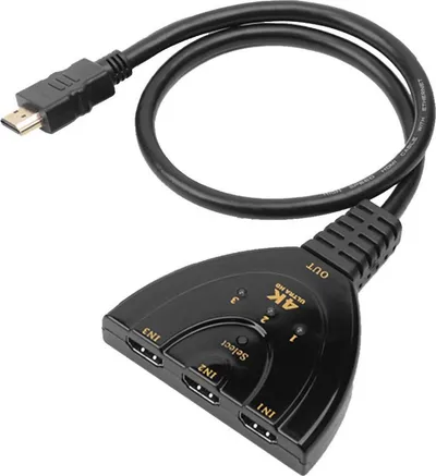 Ndërprerës HDMI Techly 3x1, 4K@30Hz, 50 cm, i zi - 1