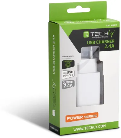 Karikues muri Techly USB A, 5V 2.4A 12W, i bardhë - 2