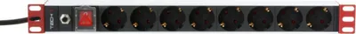 Shpërndarës energjie Techly PDU 19" 1U 8x Schuko, 3m, i zi/kuq - 1