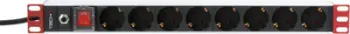 Shpërndarës energjie Techly PDU 19" 1U 8x Schuko, 3m, i zi/kuq