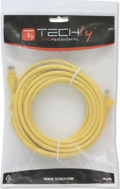 Kabllo rrjeti Techly Patch Cord Cat5e UTP, 2m, CCA, e verdhë - 4