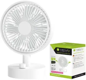 Ventilator tavoline Techly IC-FAN-DSK2W, USB C, i bardhë