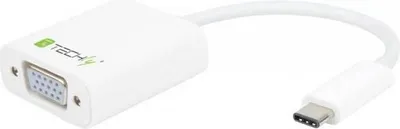 Përshtatës Techly USB-C to VGA, i bardhë - 1