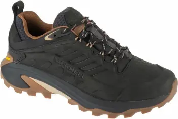Atlete Merrell Wrapt M J037753, lëkurë natyrale, taban gome, të zeza