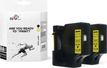 Shirit printimi TB TBTD - 45018 për Dymo, 12 mm x 7 m, 2 copë, zezë / verdhë