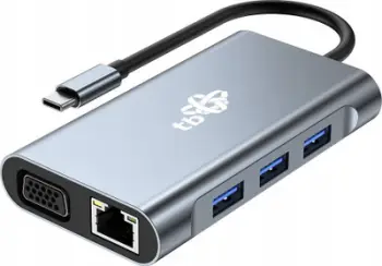 Adaptuer USB C TB Touch AKTBXVA8W1UHVRJ, 8 në 1, HDMI VGA RJ45 USB, gri