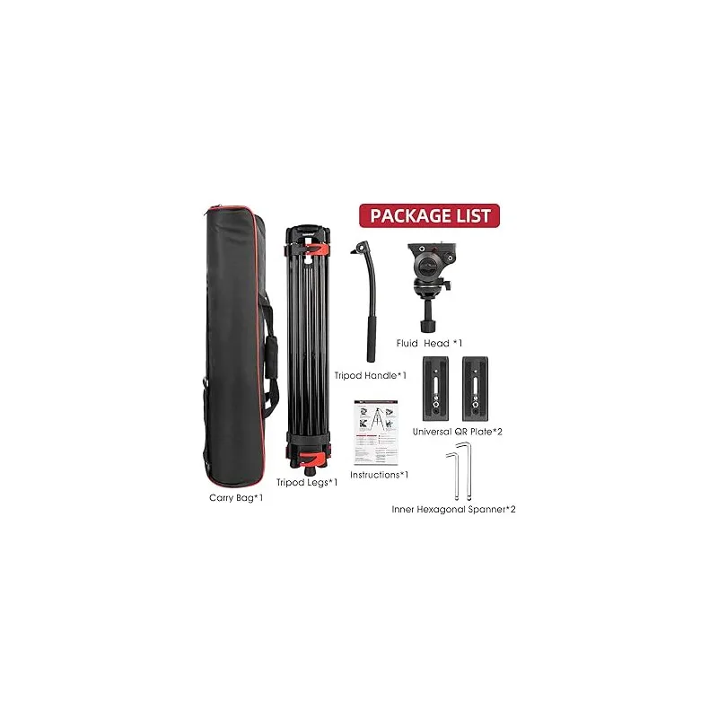 Video Tripod with Fluid Head 185cm - 5