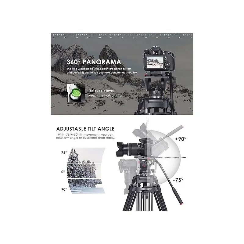 Video Tripod with Fluid Head 185cm - 6