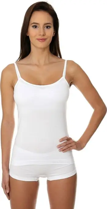Kanotierë Brubeck Women T-shirt Camisole CM00210A, pambuk mikrofibër, madhësia XL, e bardhë