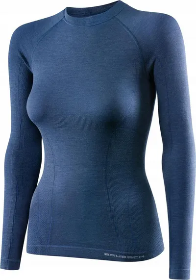 Bluzë për femra Brubeck Active Wool LS12810, e kaltër, M - 1