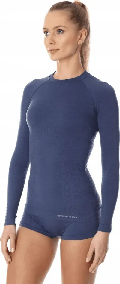 Bluzë për femra Brubeck Active Wool LS12810, e kaltër, M - 2