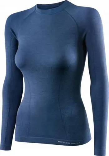 Bluzë për femra Brubeck Active Wool LS12810, e kaltër, M