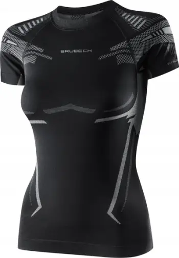Bluzë sportive Brubeck SS13690 DRY për femra, mëngë të shkurtra, e zezë grafit, S