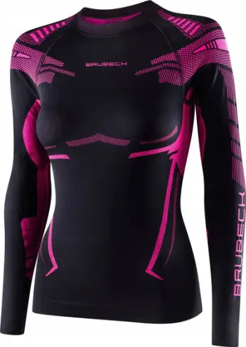 Bluzë termike Brubeck LS15690 DRY, me mëngë të gjata, për femra, e zezë fuchsia