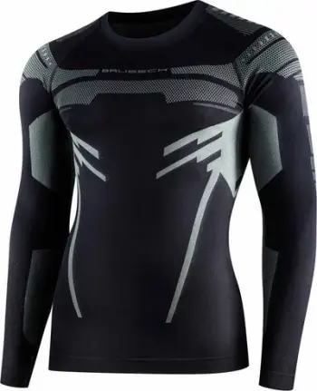 Bluze termoaktive Brubeck LS15700 DRY, me mëngë të gjata, për meshkuj, e zezë grafit, XL