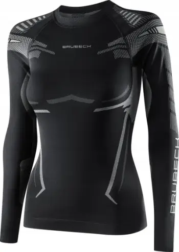 Bluzë termoaktive Brubeck LS15690 DRY për femra, XL, e zezë grafit
