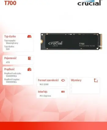 Disk SSD Crucial T700, 4TB, M.2 2280 PCI-E x4 Gen5 NVMe 2.0