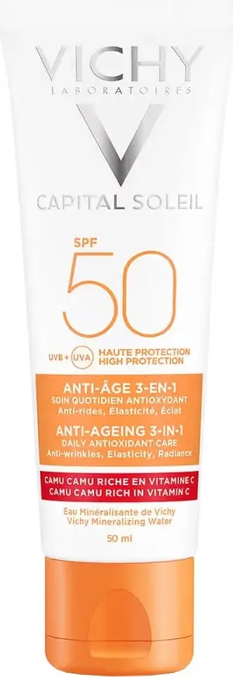 Krem fytyre kundër plakjes me SPF për femra Vichy Capital Soleil Anti-Aging 3-in-1, 50ml