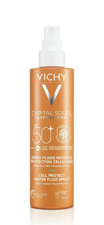 Sprej mbrojtës ndaj diellit Vichy SPF 50+ Capital Soleil (Water Fluid Spray), 200 ml