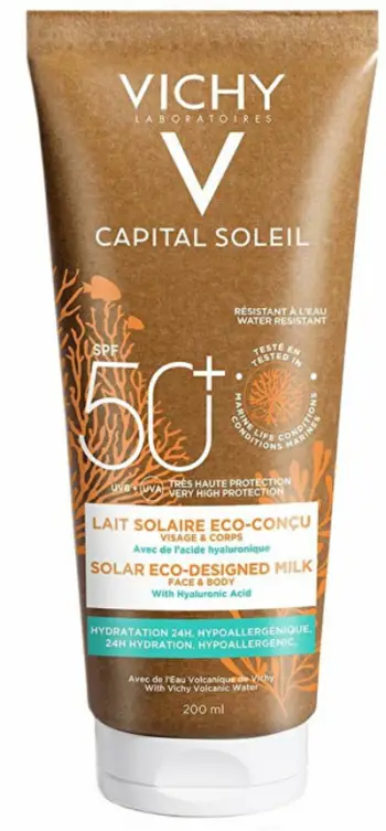 Qumësht mbrojtës ndaj diellit Vichy SPF 50+ Capital Soleil (Solar Eco-Design), 200 ml