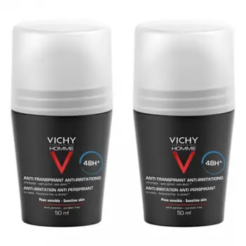 Deodorant Vichy Homme 48H Extra Sensitive, 2 x 50 ml