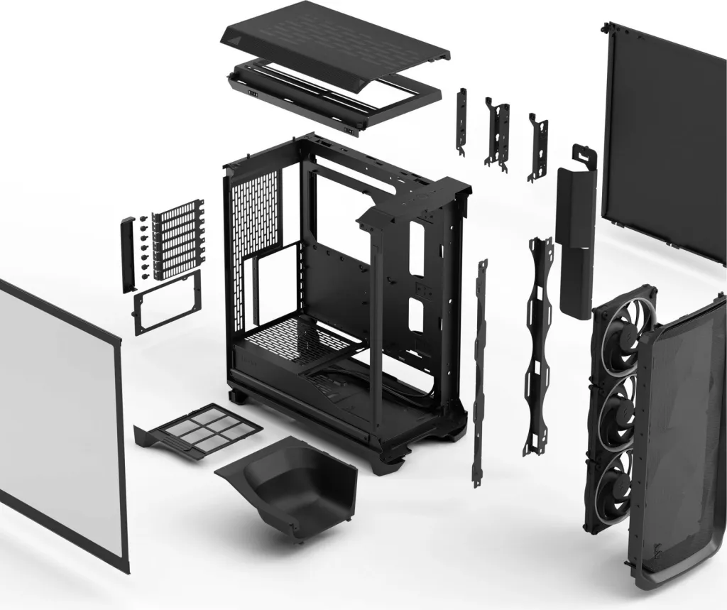 Kasë Fractal Design Meshify 2 Compact RGB Black TG Light Tint, e zezë - 6
