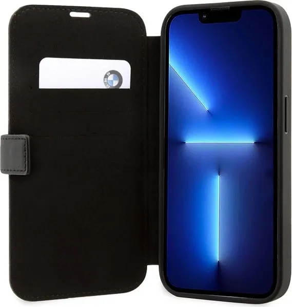 Mbështjellës BMW BMBKP14L22RDPK për iPhone 14 Pro 6.1", Leather Textured&Stripe, e zezë - 3