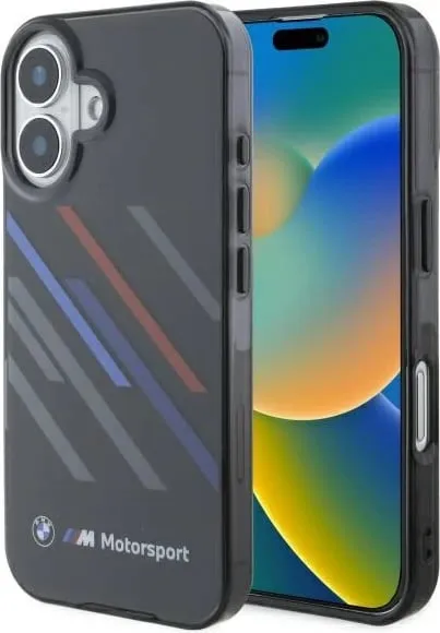 Mbështjellës BMW Motorsport IML Random Stripes për iPhone 16, Zi - 1