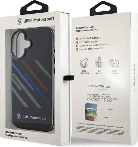 Mbështjellës BMW Motorsport IML Random Stripes për iPhone 16, Zi - 2